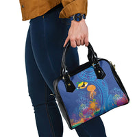 Hawaiian Funny Fruits Sea Animals Shoulder Handbag Mango Reef Triggerfish and Pineapple Turtle and Mandarin Jellyfish