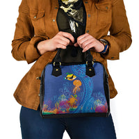 Hawaiian Funny Fruits Sea Animals Shoulder Handbag Mango Reef Triggerfish and Pineapple Turtle and Mandarin Jellyfish