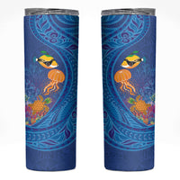 Hawaiian Funny Fruits Sea Animals Skinny Tumbler Mango Reef Triggerfish and Pineapple Turtle and Mandarin Jellyfish