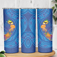 Hawaiian Funny Fruits Sea Animals Skinny Tumbler Mango Reef Triggerfish and Pineapple Turtle and Mandarin Jellyfish