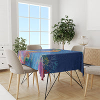 Hawaiian Funny Fruits Sea Animals Tablecloth Mango Reef Triggerfish and Pineapple Turtle and Mandarin Jellyfish