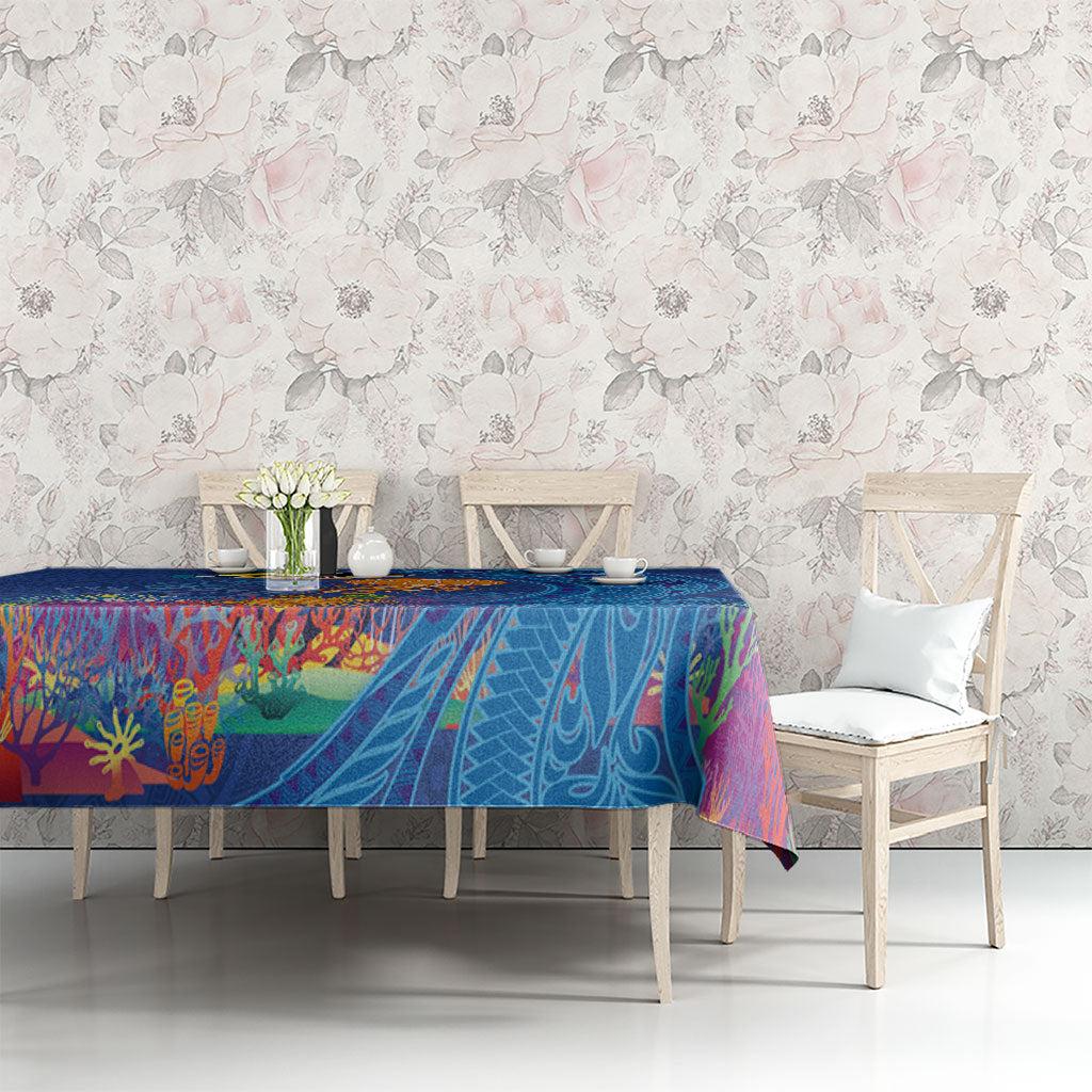 Hawaiian Funny Fruits Sea Animals Tablecloth Mango Reef Triggerfish and Pineapple Turtle and Mandarin Jellyfish