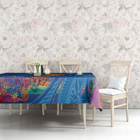 Hawaiian Funny Fruits Sea Animals Tablecloth Mango Reef Triggerfish and Pineapple Turtle and Mandarin Jellyfish