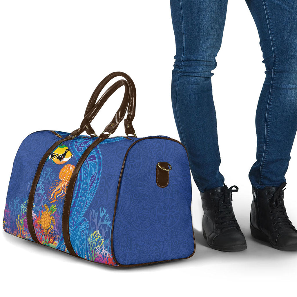 Hawaiian Funny Fruits Sea Animals Travel Bag Mango Reef Triggerfish and Pineapple Turtle and Mandarin Jellyfish