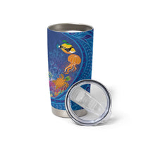 Hawaiian Funny Fruits Sea Animals Tumbler Cup Mango Reef Triggerfish and Pineapple Turtle and Mandarin Jellyfish