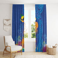 Hawaiian Funny Fruits Sea Animals Window Curtain Mango Reef Triggerfish and Pineapple Turtle and Mandarin Jellyfish