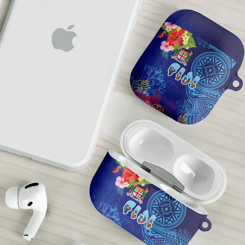 Fiji Day AirPods Case Coral Reef with Tapa Motifs and Hibiscus Ocean Vibe