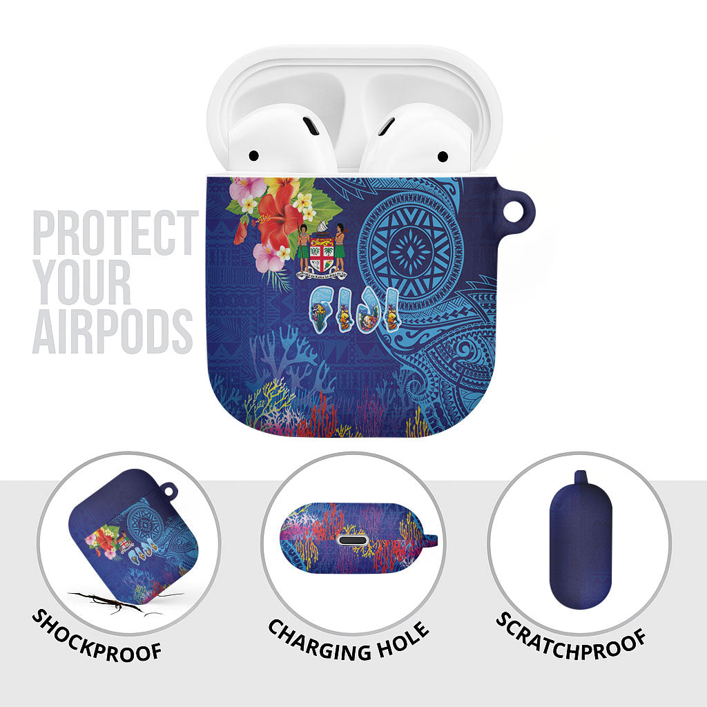 Fiji Day AirPods Case Coral Reef with Tapa Motifs and Hibiscus Ocean Vibe