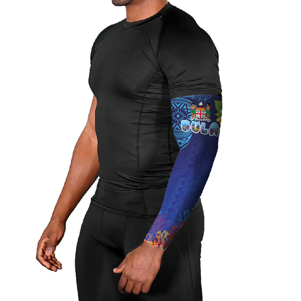Fiji Day Arm Sleeves Coral Reef with Tapa Motifs and Hibiscus Ocean Vibe