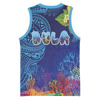 Fiji Day Basketball Jersey Coral Reef with Tapa Motifs and Hibiscus Ocean Vibe