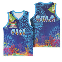 Fiji Day Basketball Jersey Coral Reef with Tapa Motifs and Hibiscus Ocean Vibe