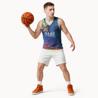 Fiji Day Basketball Jersey Coral Reef with Tapa Motifs and Hibiscus Ocean Vibe