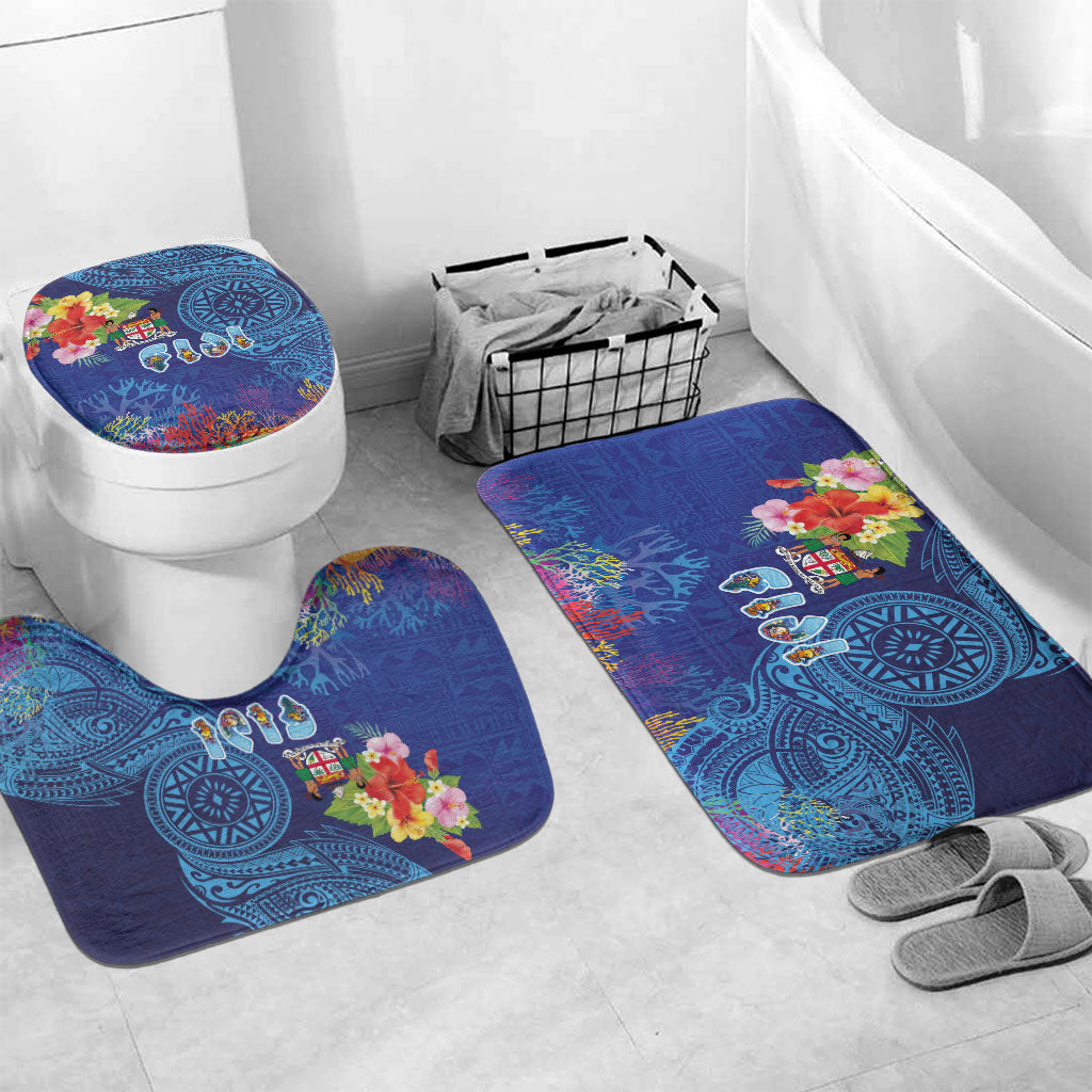 Fiji Day Bathroom Set Coral Reef with Tapa Motifs and Hibiscus Ocean Vibe