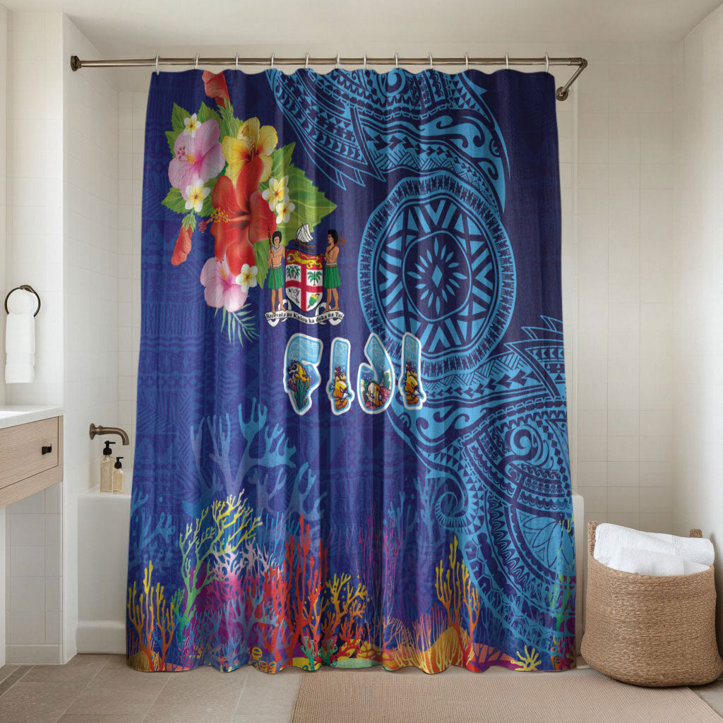 Fiji Day Bathroom Set Coral Reef with Tapa Motifs and Hibiscus Ocean Vibe
