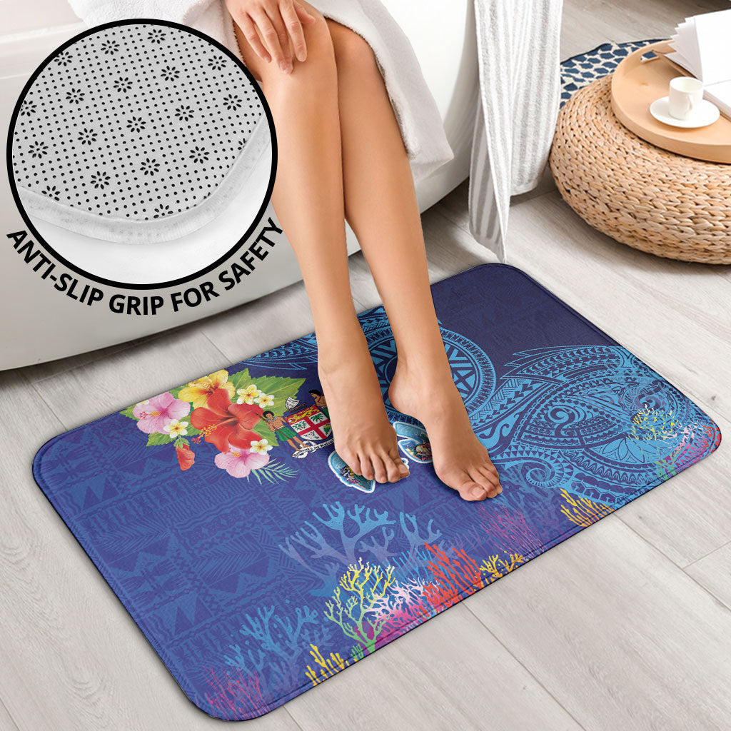 Fiji Day Bathroom Set Coral Reef with Tapa Motifs and Hibiscus Ocean Vibe