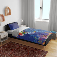 Fiji Day Bedding Set Coral Reef with Tapa Motifs and Hibiscus Ocean Vibe