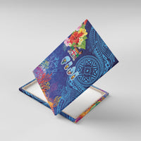 Fiji Day Canvas Wall Art Coral Reef with Tapa Motifs and Hibiscus Ocean Vibe
