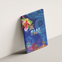 Fiji Day Canvas Wall Art Coral Reef with Tapa Motifs and Hibiscus Ocean Vibe