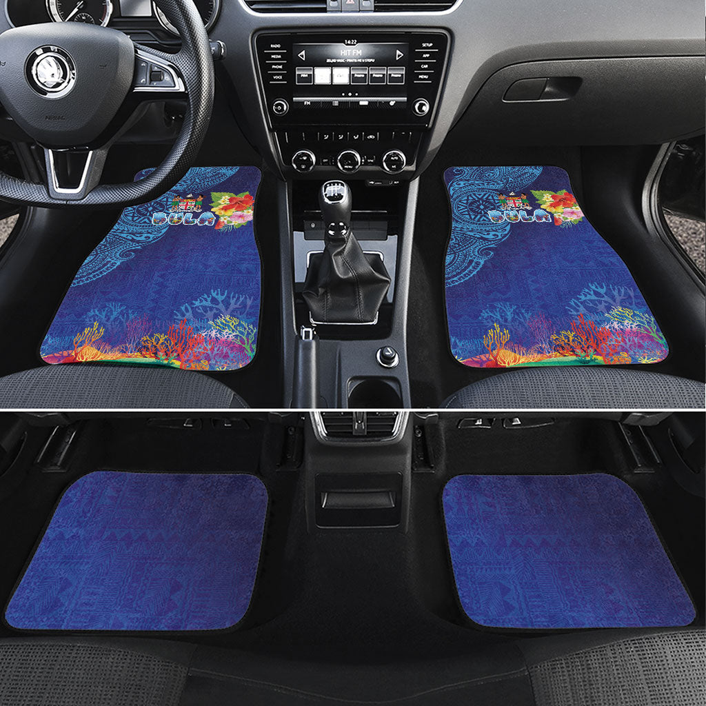 Fiji Day Car Mats Coral Reef with Tapa Motifs and Hibiscus Ocean Vibe