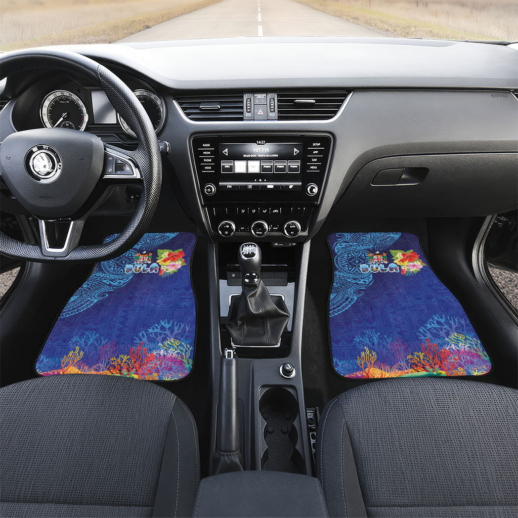 Fiji Day Car Mats Coral Reef with Tapa Motifs and Hibiscus Ocean Vibe
