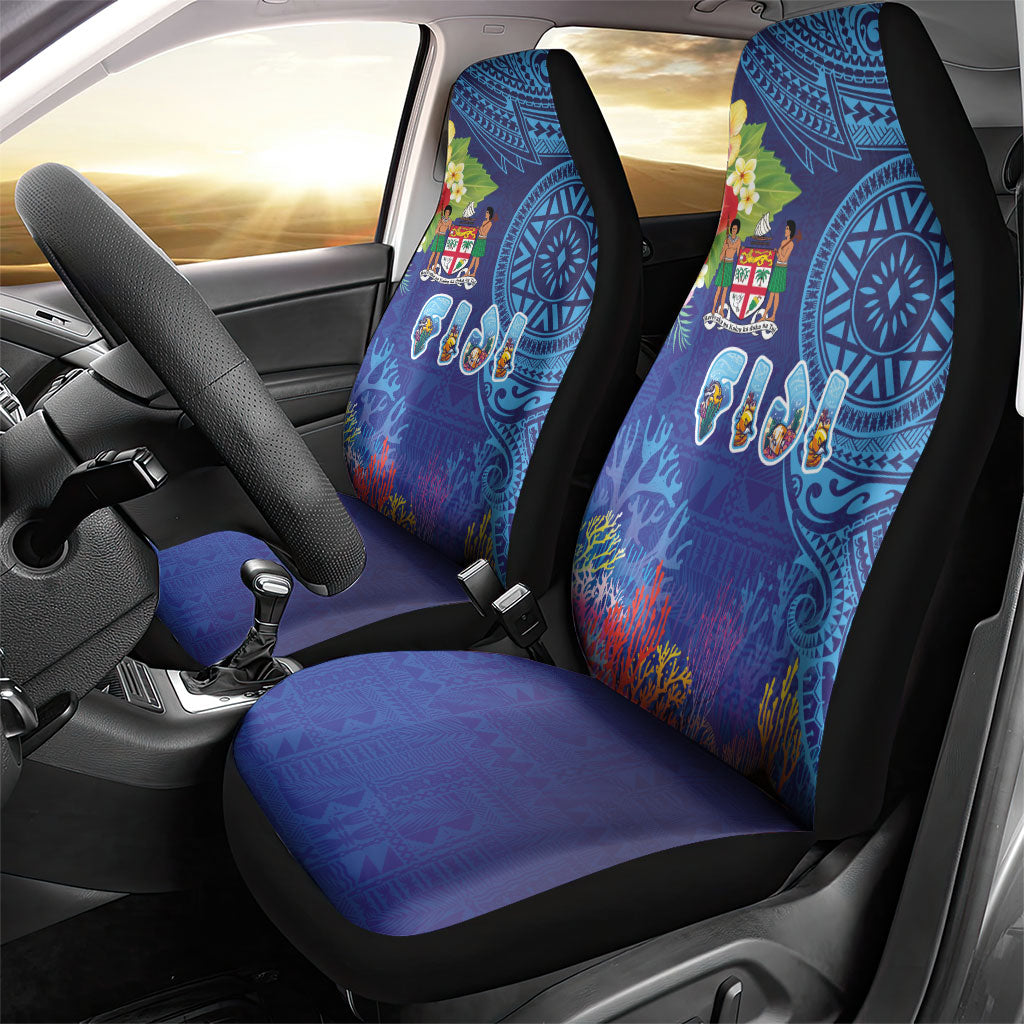 Fiji Day Car Seat Cover Coral Reef with Tapa Motifs and Hibiscus Ocean Vibe