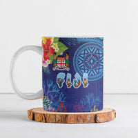 Fiji Day Ceramic Mug Coral Reef with Tapa Motifs and Hibiscus Ocean Vibe
