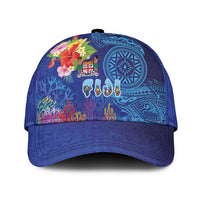 Fiji Day Classic Cap Coral Reef with Tapa Motifs and Hibiscus Ocean Vibe