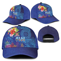 Fiji Day Classic Cap Coral Reef with Tapa Motifs and Hibiscus Ocean Vibe