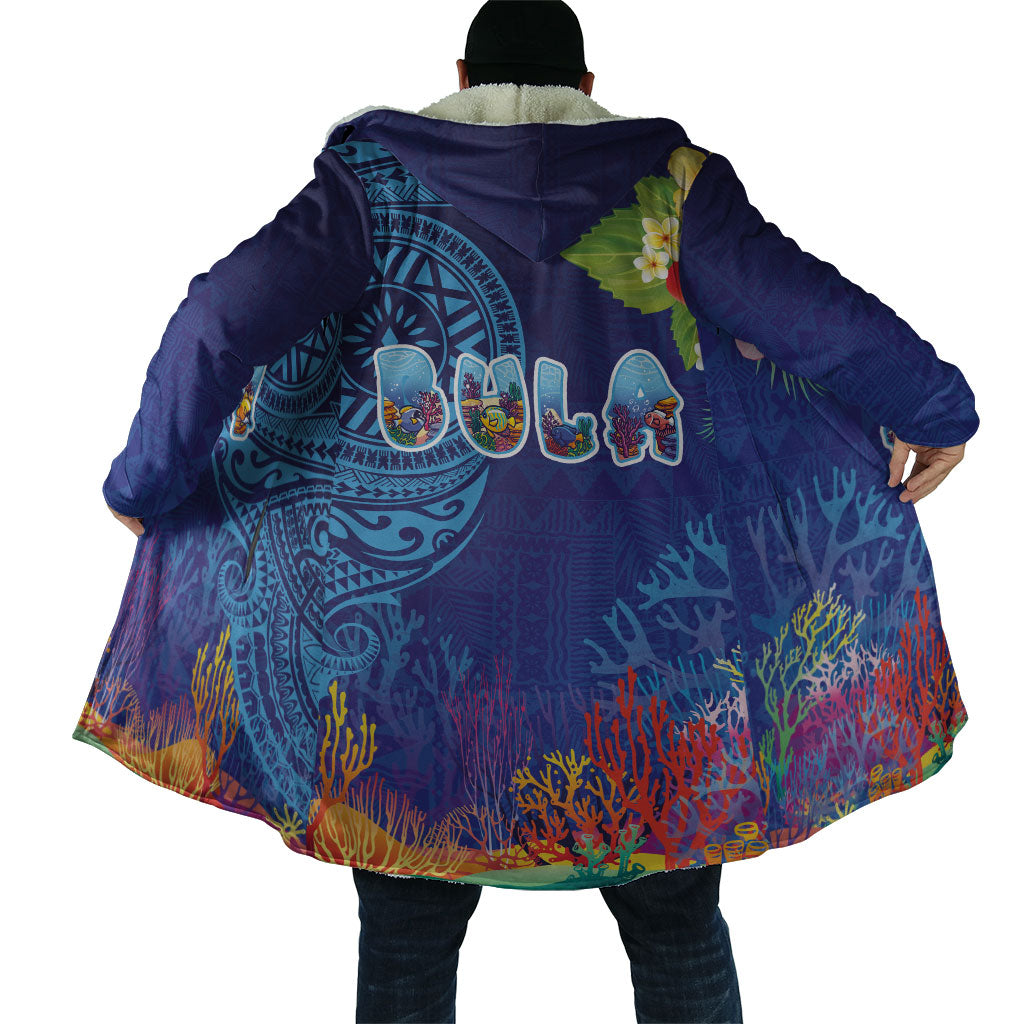 Fiji Day Cloak Coral Reef with Tapa Motifs and Hibiscus Ocean Vibe