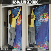 Fiji Day Door Cover Coral Reef with Tapa Motifs and Hibiscus Ocean Vibe