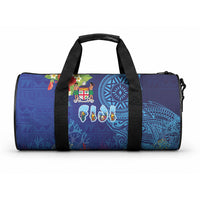 Fiji Day Duffle Bag Coral Reef with Tapa Motifs and Hibiscus Ocean Vibe