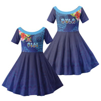 Fiji Day Family Matching Summer Maxi Dress and Hawaiian Shirt Coral Reef with Tapa Motifs and Hibiscus Ocean Vibe