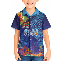 Fiji Day Hawaiian Shirt Coral Reef with Tapa Motifs and Hibiscus Ocean Vibe