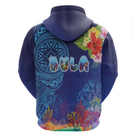 Fiji Day Hoodie Coral Reef with Tapa Motifs and Hibiscus Ocean Vibe