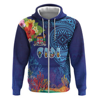 Fiji Day Hoodie Coral Reef with Tapa Motifs and Hibiscus Ocean Vibe