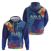 Fiji Day Hoodie Coral Reef with Tapa Motifs and Hibiscus Ocean Vibe