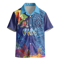 Fiji Day Kid Hawaiian Shirt Coral Reef with Tapa Motifs and Hibiscus Ocean Vibe