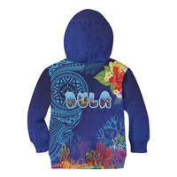 Fiji Day Kid Hoodie Coral Reef with Tapa Motifs and Hibiscus Ocean Vibe