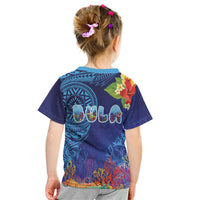 Fiji Day Kid T Shirt Coral Reef with Tapa Motifs and Hibiscus Ocean Vibe