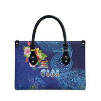 Fiji Day Leather Bag Coral Reef with Tapa Motifs and Hibiscus Ocean Vibe