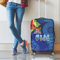 Fiji Day Luggage Cover Coral Reef with Tapa Motifs and Hibiscus Ocean Vibe