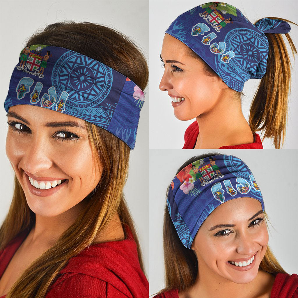 Fiji Day Neck Gaiter Coral Reef with Tapa Motifs and Hibiscus Ocean Vibe