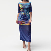 Fiji Day Puletasi Coral Reef with Tapa Motifs and Hibiscus Ocean Vibe