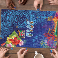 Fiji Day Puzzle Coral Reef with Tapa Motifs and Hibiscus Ocean Vibe