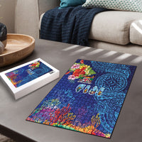 Fiji Day Puzzle Coral Reef with Tapa Motifs and Hibiscus Ocean Vibe