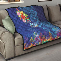 Fiji Day Quilt Coral Reef with Tapa Motifs and Hibiscus Ocean Vibe
