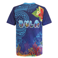 Fiji Day Rugby Jersey Coral Reef with Tapa Motifs and Hibiscus Ocean Vibe