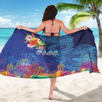 Fiji Day Sarong Coral Reef with Tapa Motifs and Hibiscus Ocean Vibe