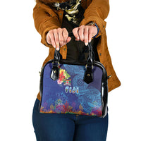 Fiji Day Shoulder Handbag Coral Reef with Tapa Motifs and Hibiscus Ocean Vibe