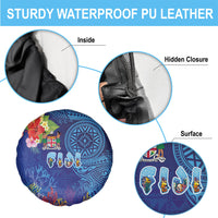Fiji Day Spare Tire Cover Coral Reef with Tapa Motifs and Hibiscus Ocean Vibe